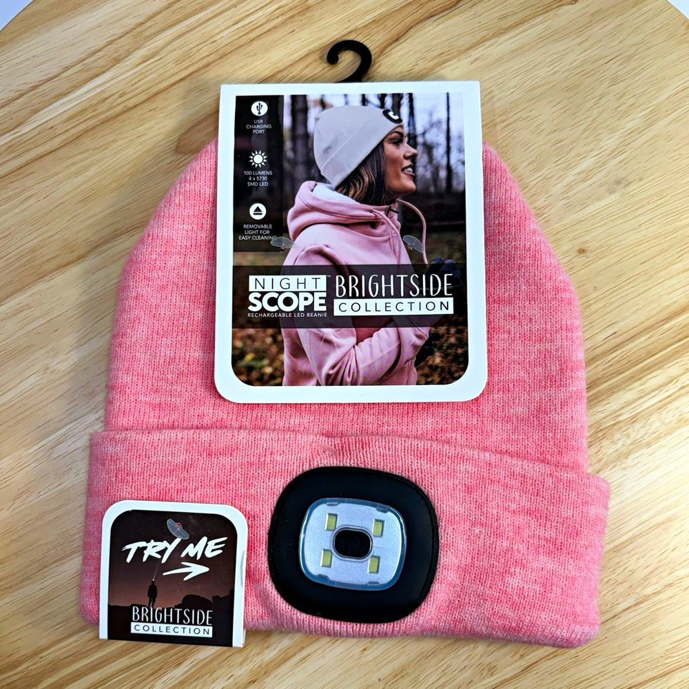 Night Scope Brightside Pink Beanie Hat Rechargeable LED Light Unisex One Size